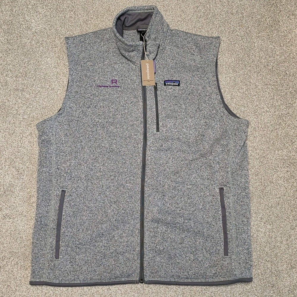 Patagonia Better Sweater Vest Men XXL Stonewash Gray Full Zip Fleece Logo NWT